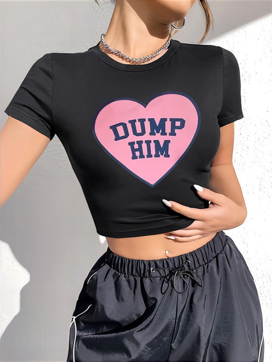 Damen Crop-T-Shirt mit auffälligem Statement-Print R&B