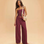 Damen lässiges Oberteil und weite Palazzo-Hose Set R&B