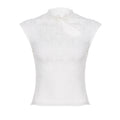 Damen Crop-Top mit floralem Spitzenmuster und raffiniertem Halterneck R&B