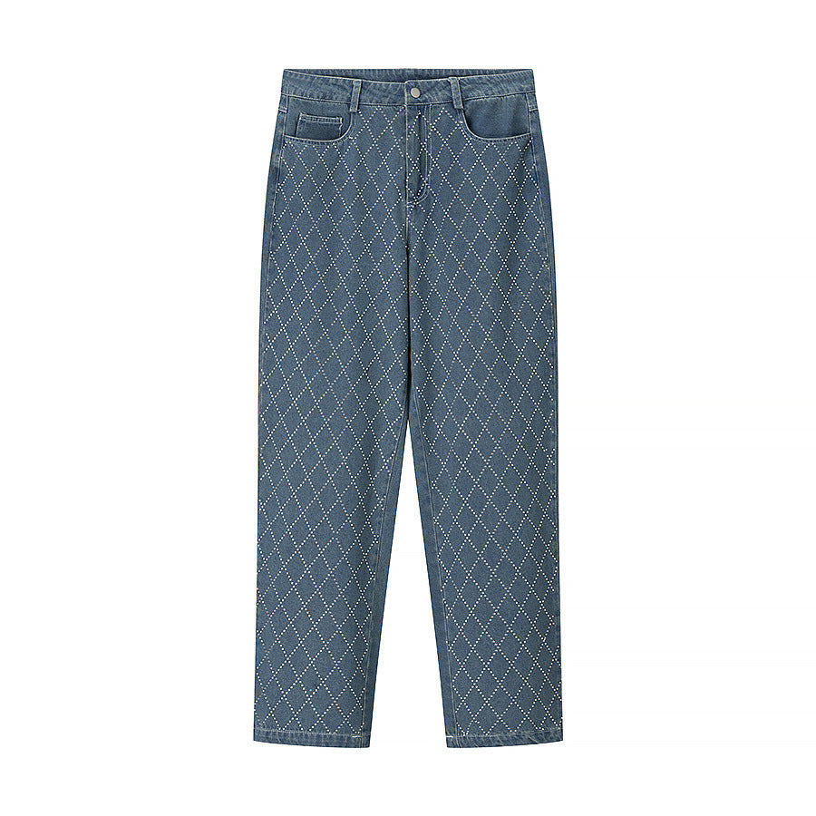 Damen High-Waist Jeans im modernen Karomuster R&B