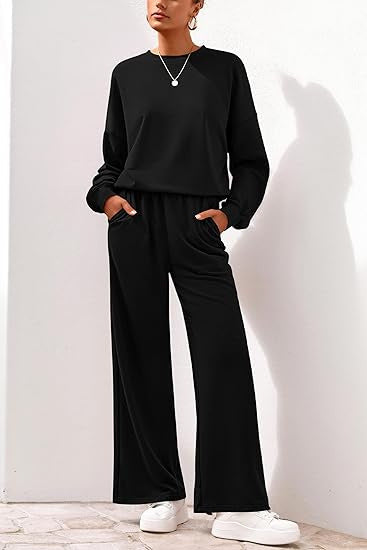 Damen Komfortabler Sweatsuit mit weitem Bein und lässigem Schnitt R&B