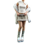 Damen Crop-Top mit floralem Spitzenmuster und raffiniertem Halterneck R&B