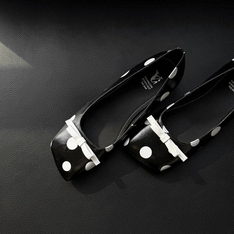Damen elegante Ballerinas mit modischem Punktedesign und dekorativem Schleifendetail R&B