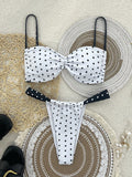 Damen Bandeau-Bikini mit auffälligem Punktenmuster R&B