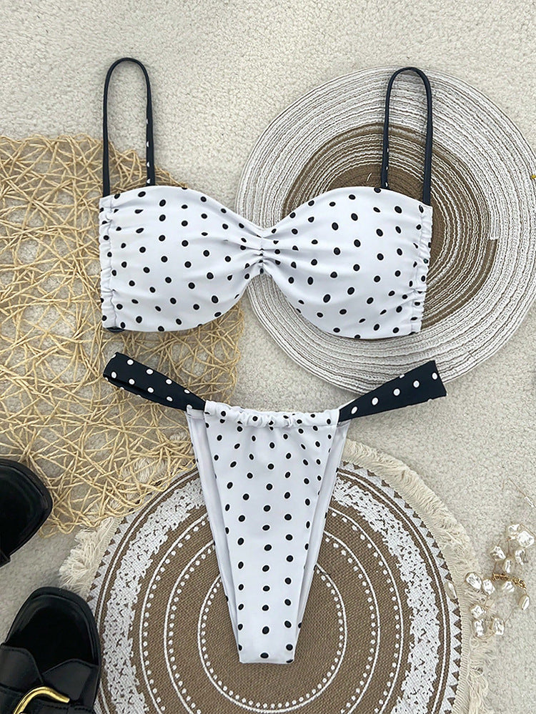 Damen Bandeau-Bikini mit auffälligem Punktenmuster R&B