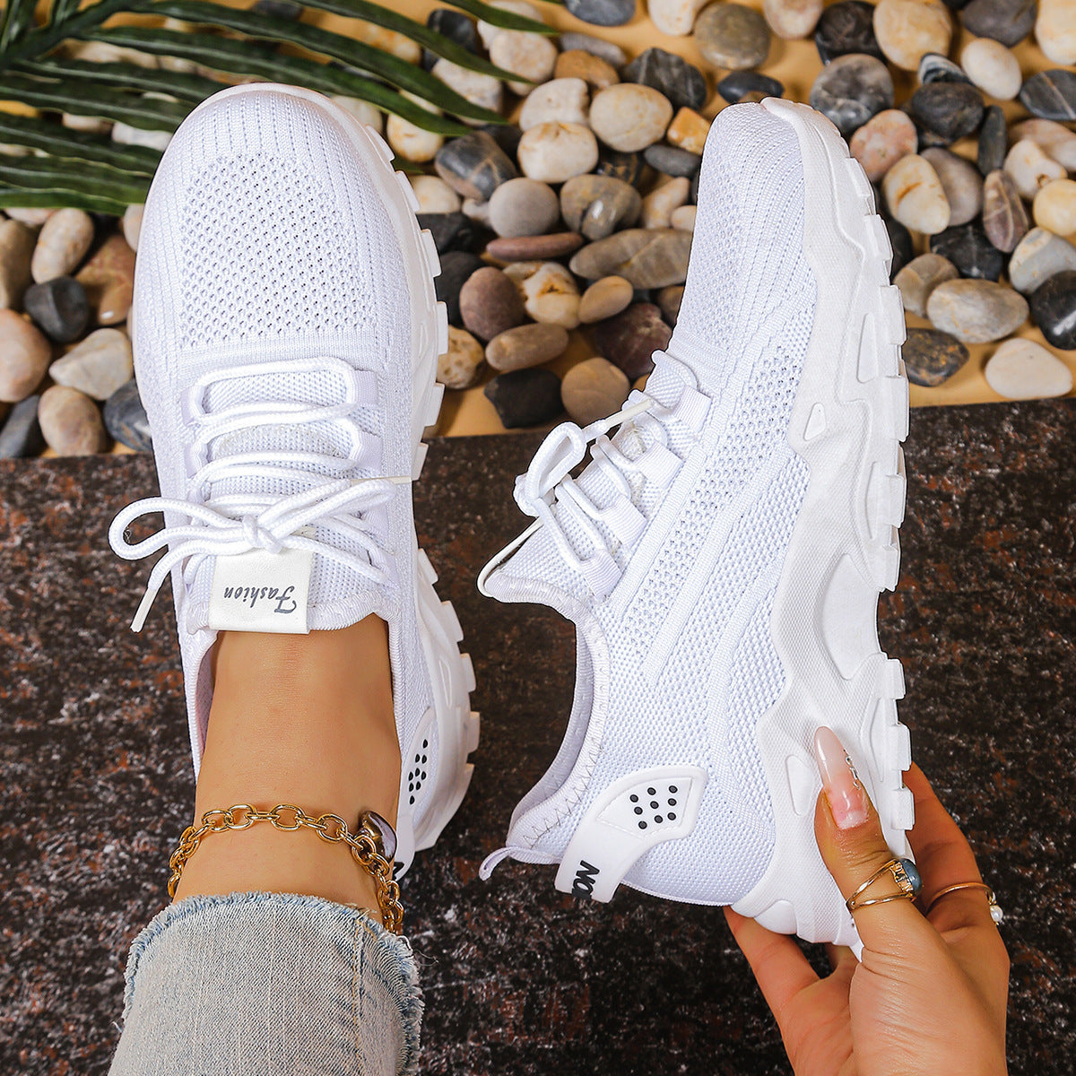 Damen Sportliche Mesh Sneakers mit dämpfender Sohle und atmungsaktiver Konstruktion R&B