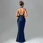 Damen Elegantes Maxikleid mit raffinierter Wickeloptik und schulterfreiem Design R&B