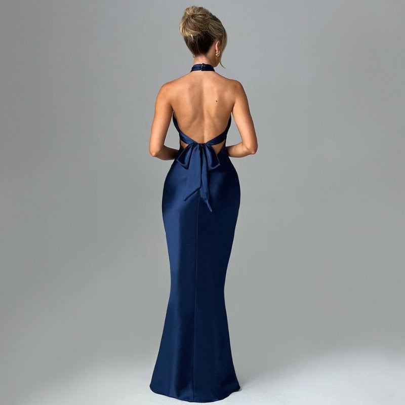 Damen Elegantes Maxikleid mit raffinierter Wickeloptik und schulterfreiem Design R&B