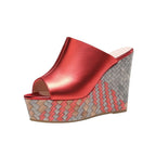Damen Wedge-Sandaletten mit kreativem geflochtenem Absatz und elegantem Obermaterial R&B