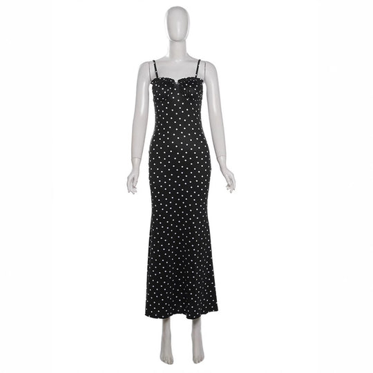Damen Maxikleid mit Rüschen und Punkten R&B
