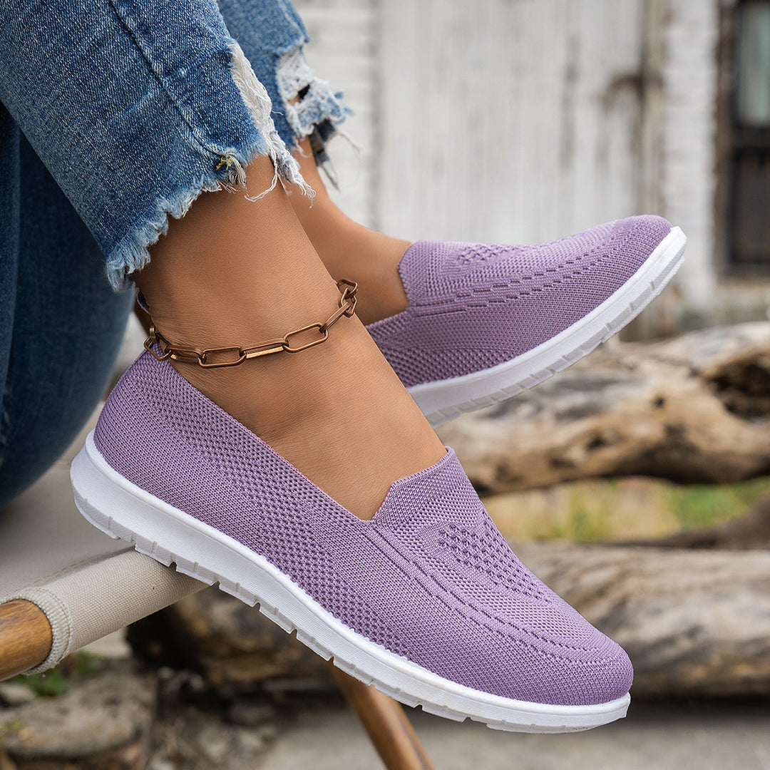 Damen Atmungsaktive Slip-On Freizeitschuhe mit komfortablem Absatz R&B