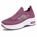 Damen Athletische Sneakers mit floralem Design und höhenverstellbarer Plateausohle R&B