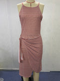 Damen Wickelkleid mit auffälligem Streifenmuster und taillierter Silhouette R&B