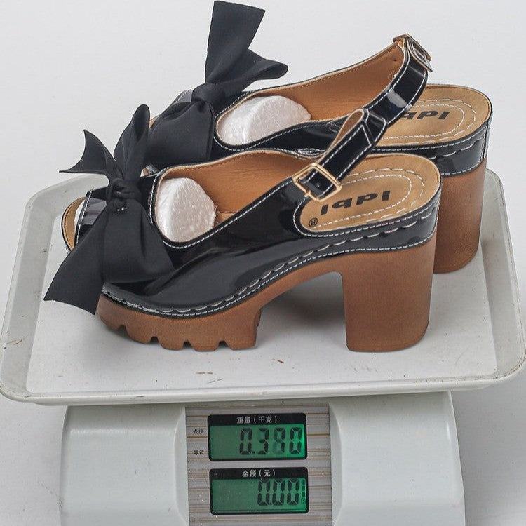 Damen Sling-Sandalen mit modischem Absatz und dekorativem Schleifen-Detail R&B