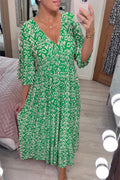 Damen Maxikleid mit schmeichelndem V-Ausschnitt und voluminösen Ärmeln R&B
