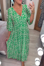 Damen Maxikleid mit schmeichelndem V-Ausschnitt und voluminösen Ärmeln R&B