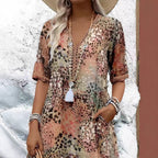 Damen Maxikleid mit V-Ausschnitt und praktischen Seitentaschen R&B