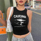 Damen Crop-Top mit kreativem California-Design R&B
