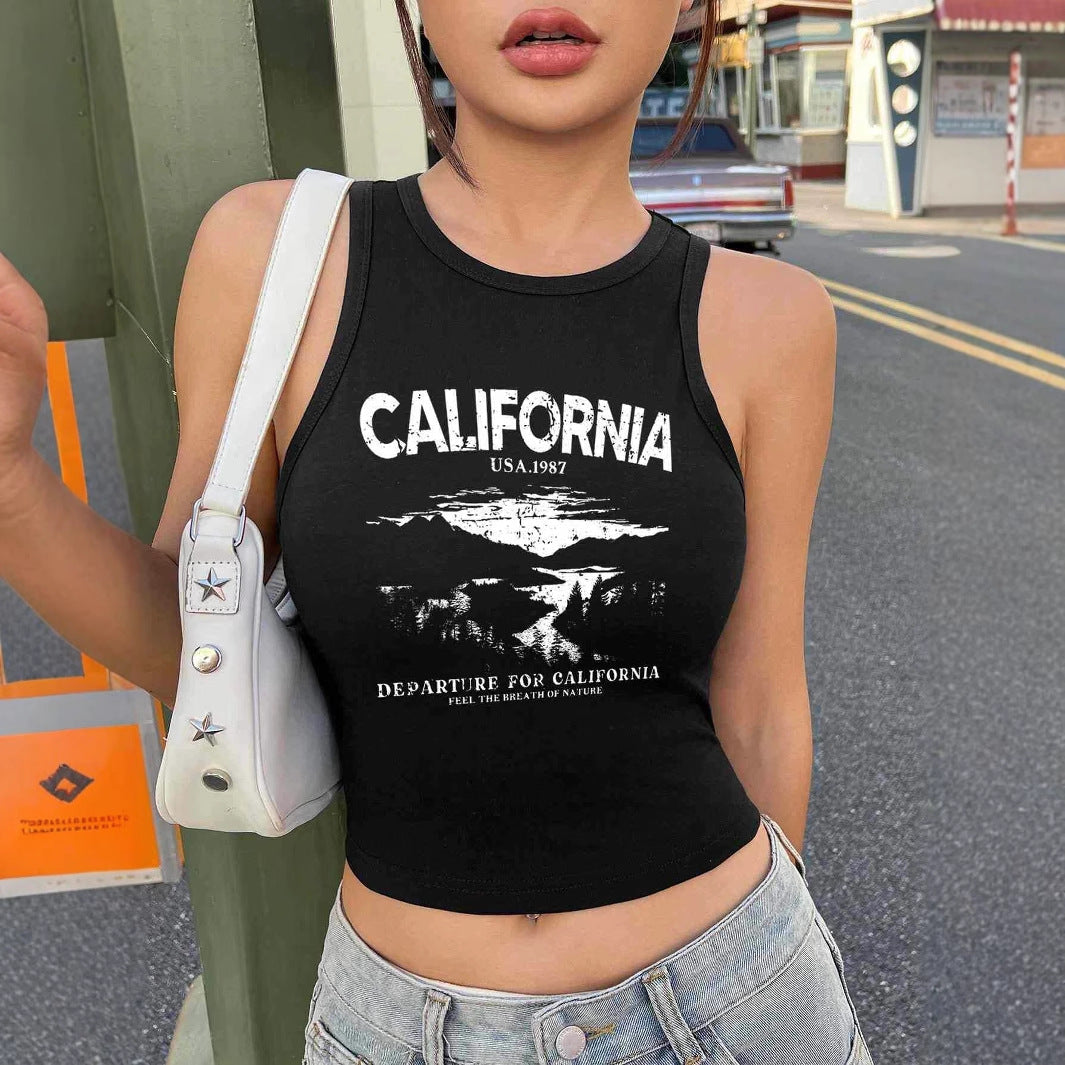 Damen Crop-Top mit kreativem California-Design R&B
