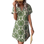 Damen Casual Kleid mit floralen Mustern und einem eleganten V-Ausschnitt R&B