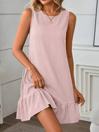 Damen lässiges Sommerkleid mit Rüschensaum und leichtem Material R&B