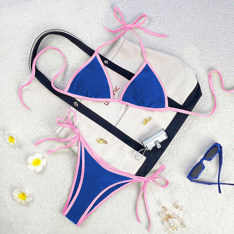 Damen Triangel-Bikini mit verspieltem Schnürdesign R&B
