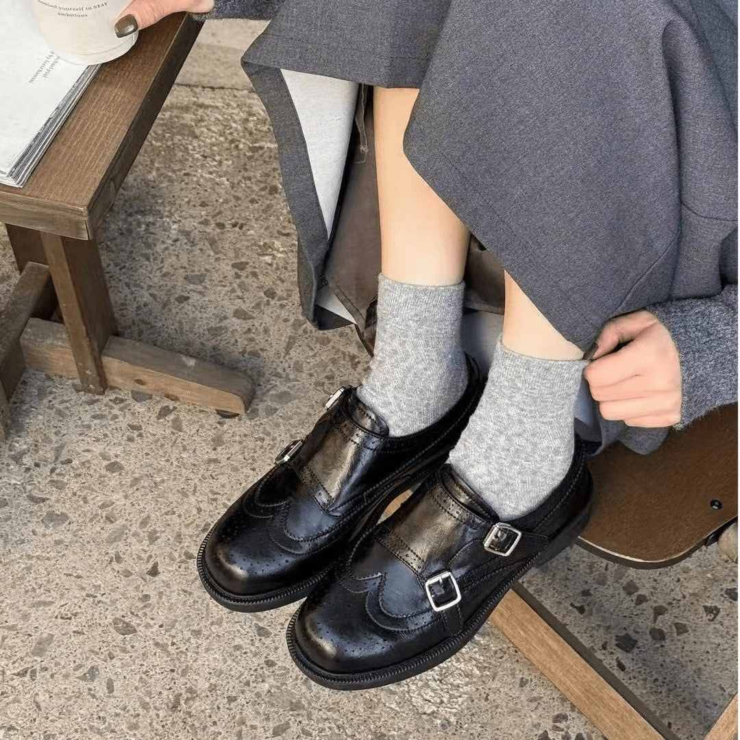 Damen Elegante Mokassins mit modischen Schnallen und feinem Leder R&B