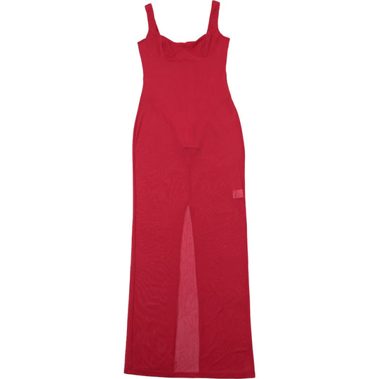 Damen Transparente Maxikleid mit verführerischem Ausschnitt und hohem Schlitz R&B