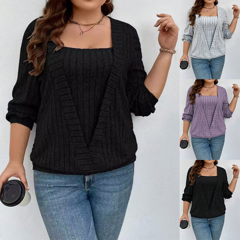 Damen lässige Strickjacke mit tiefem V-Ausschnitt und lockeren Ärmeln R&B
