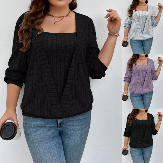 Damen lässige Strickjacke mit tiefem V-Ausschnitt und lockeren Ärmeln R&B