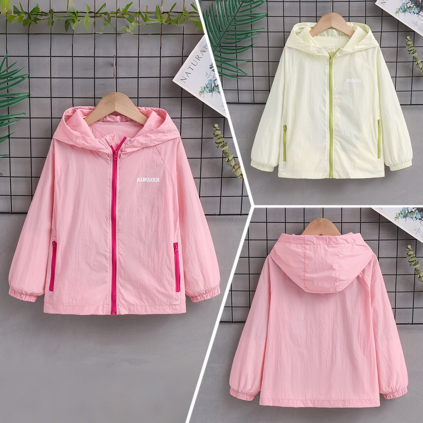 Damen nan ultraleichte Kapuzen-Nylonjacke mit UV-Schutz, winddichter Ausstattung und Reißverschlusstaschen R&B