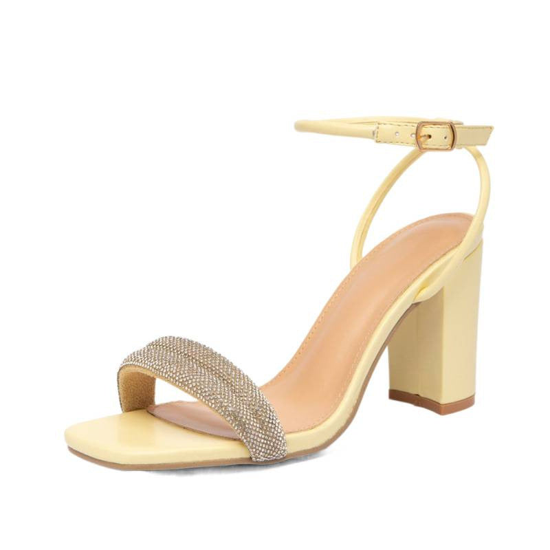 Damen Elegante Sandalen mit funkelndem Riemen und breitem Absatz R&B
