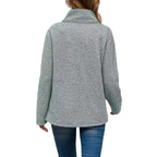Damen lässiger Pullover mit hohem Kragen und Taschen R&B