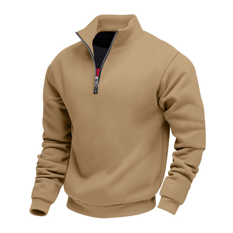 Herren lässiger Stehkragenpullover mit funktionalem Reißverschluss R&B