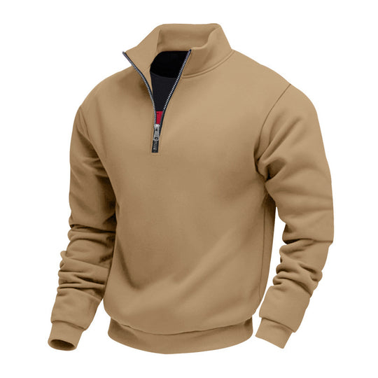 Herren lässiger Stehkragenpullover mit funktionalem Reißverschluss R&B