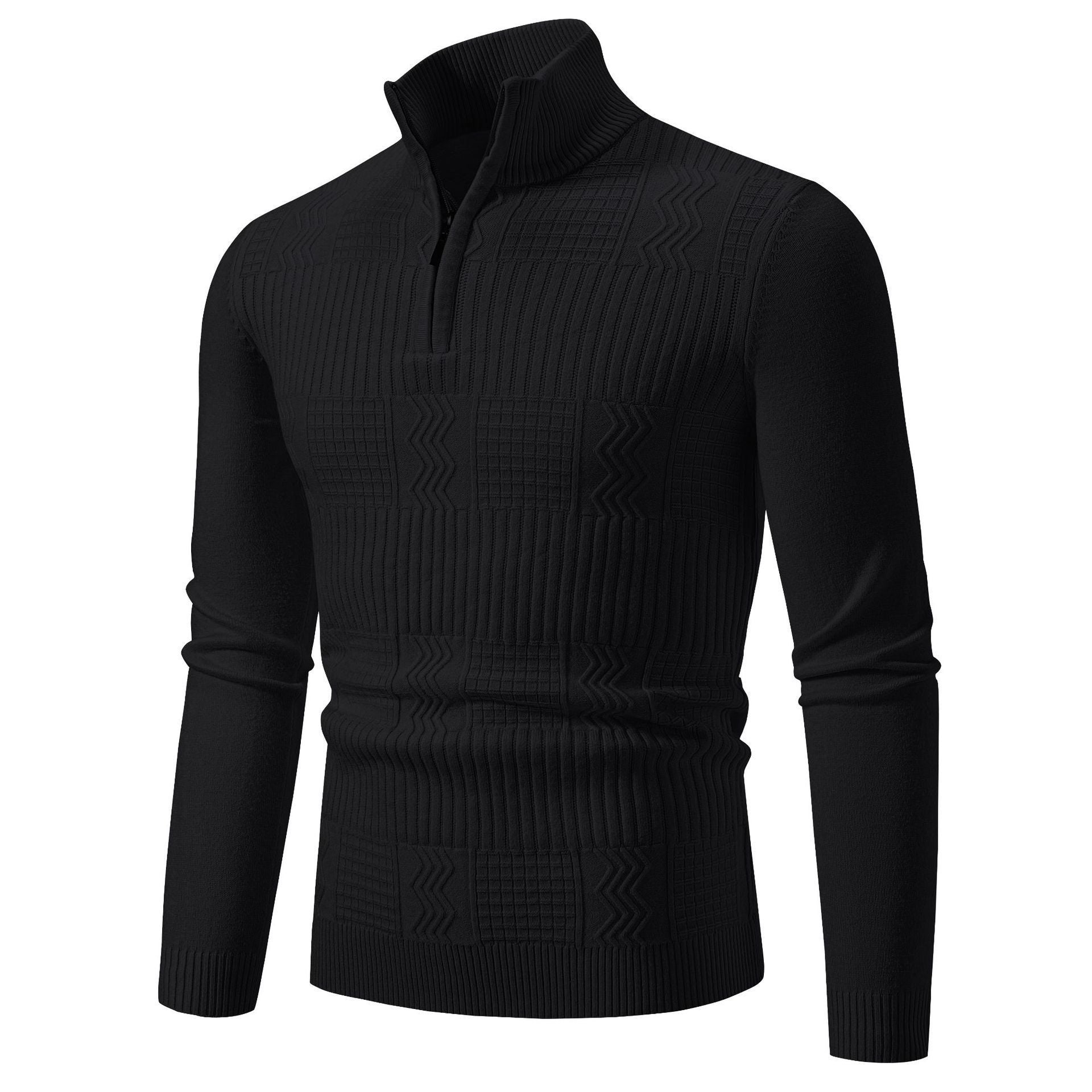 Herren Strickpullover mit modernem Stehkragen und strukturiertem Design
