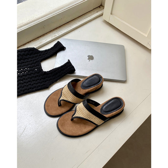 Damen modische Sommerschlappen mit geflochtenem Riemen und ergonomischer Sohle R&B