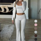 Damen Sportliches Set mit langärmligem Oberteil und weiter Hose R&B