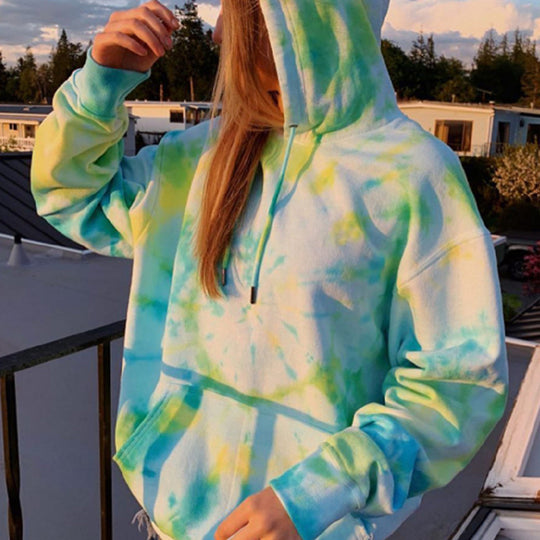 Damen Kapuzenpullover aus kuscheligem Material mit Batikdesign R&B