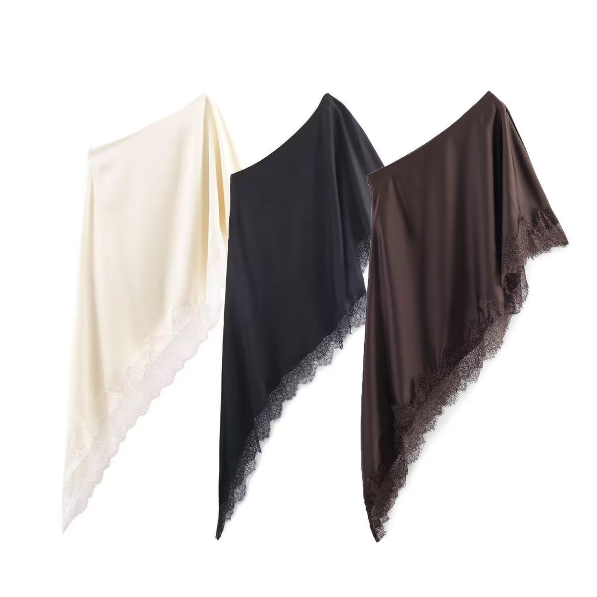 Damen Schal mit luxuriösem Spitzenbesatz R&B