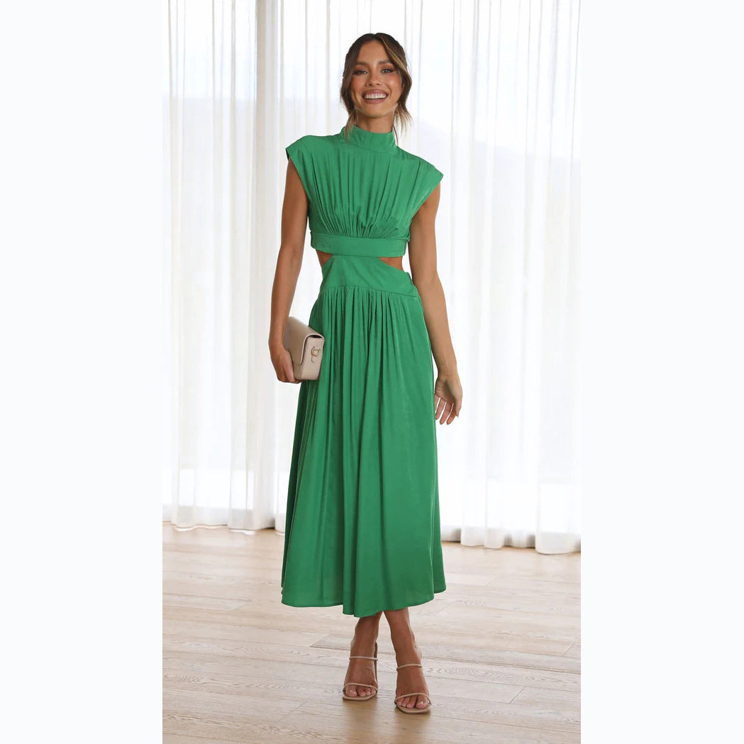 Damen Maxi-Kleid mit schickem Stehkragen und elegantem Cut-Out R&B