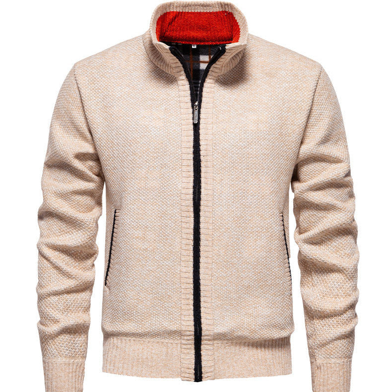 Herren sportliche Strickjacke mit Stehkragen R&B