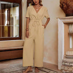 Damen Lässiger Jumpsuit mit hohem Bund und praktischen Taschen R&B