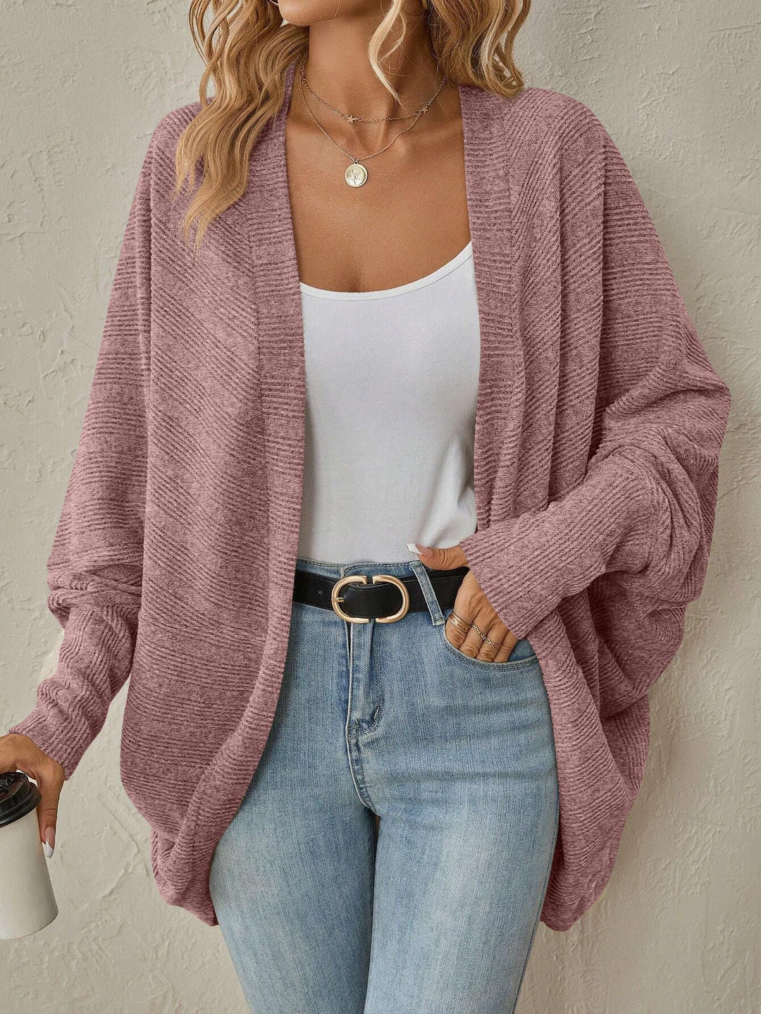 Damen Oversized Strickjacke mit großzügigem Schnitt und feiner Textur R&B