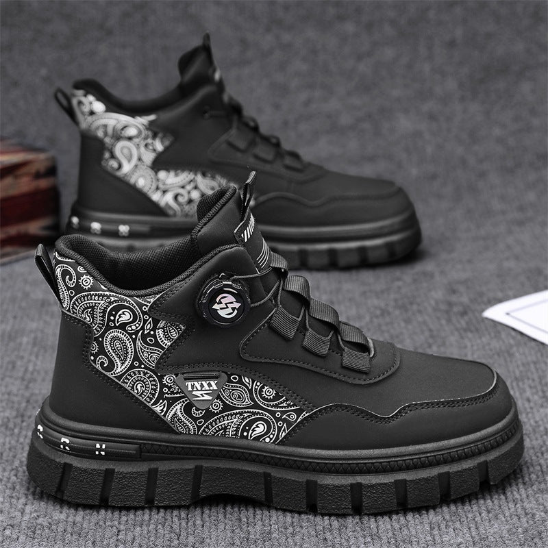 Damen Hochwertige High-Top Sneakers mit Paisleymuster und praktischen Schnellschnürsystem R&B
