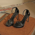 Damen elegante High Heel Sandalen mit glänzender Metalloptik R&B