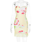 Damen Cocktail-Kleid mit floralem Design und korpetierraffiniertem Schnitt R&B