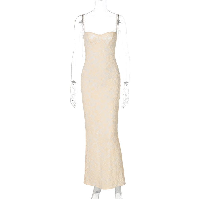 Damen Elegantes Spitzenkleid mit figurbetonter Silhouette und verstellbaren Spaghettiträgern R&B