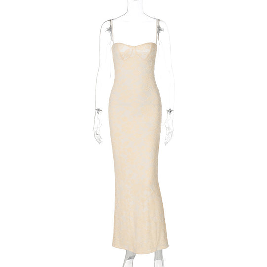 Damen Elegantes Spitzenkleid mit figurbetonter Silhouette und verstellbaren Spaghettiträgern R&B