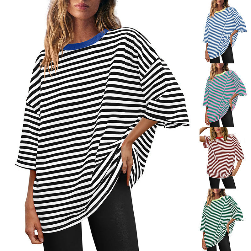 Damen Übergrößen T-Shirt mit Streifenmuster R&B